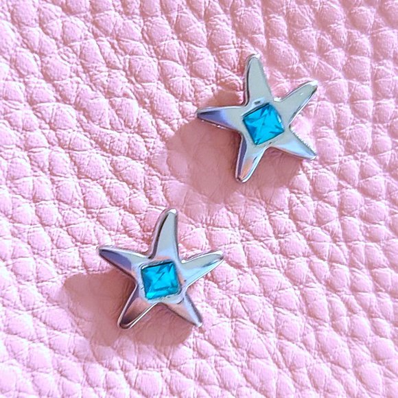 Starfish Earrings/Silver/Aqua/Turquoise/Cute Starfish Earrings/Studs/Gift - Picture 3 of 13